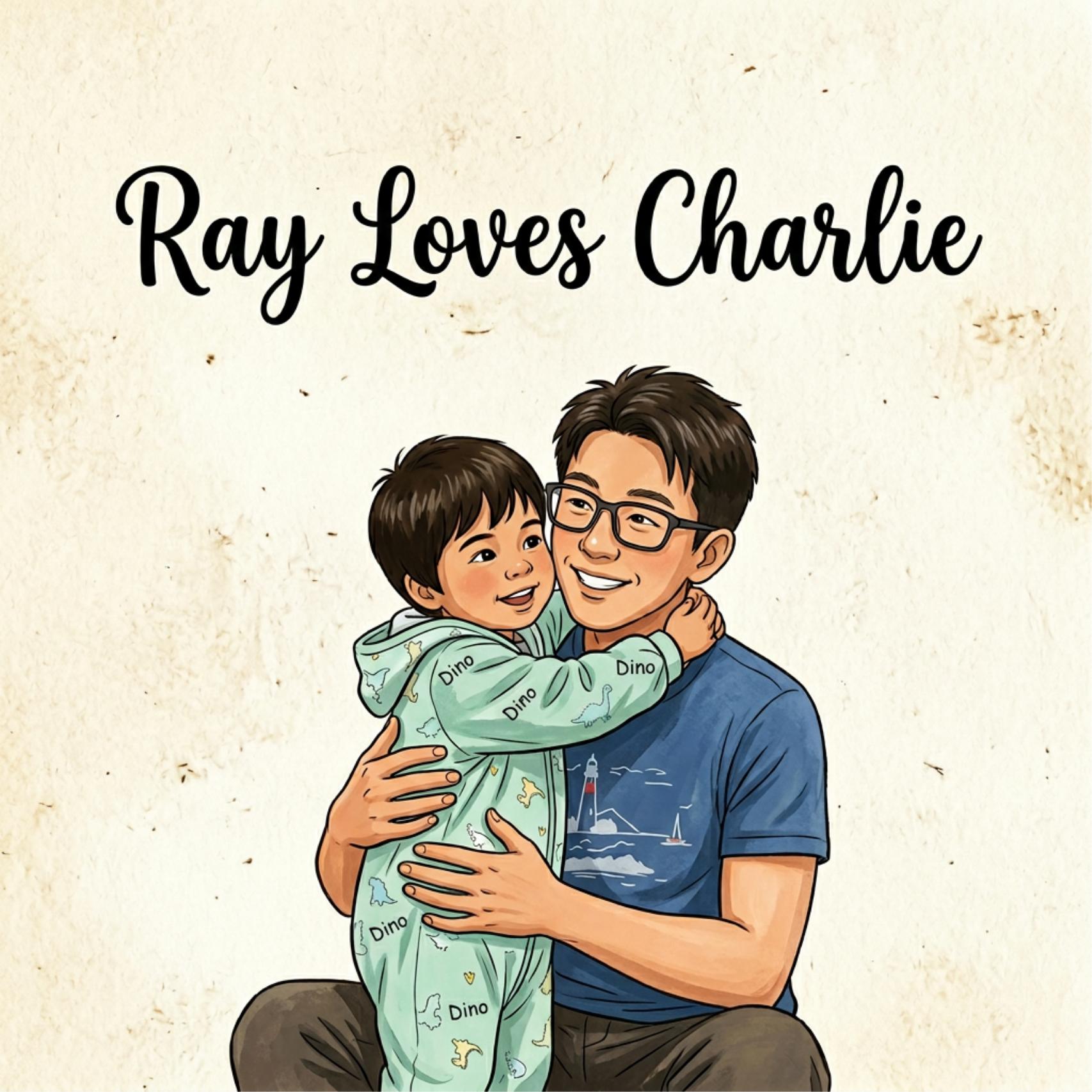 Front cover of Ray Loves Charlie, a sample Minderva book.